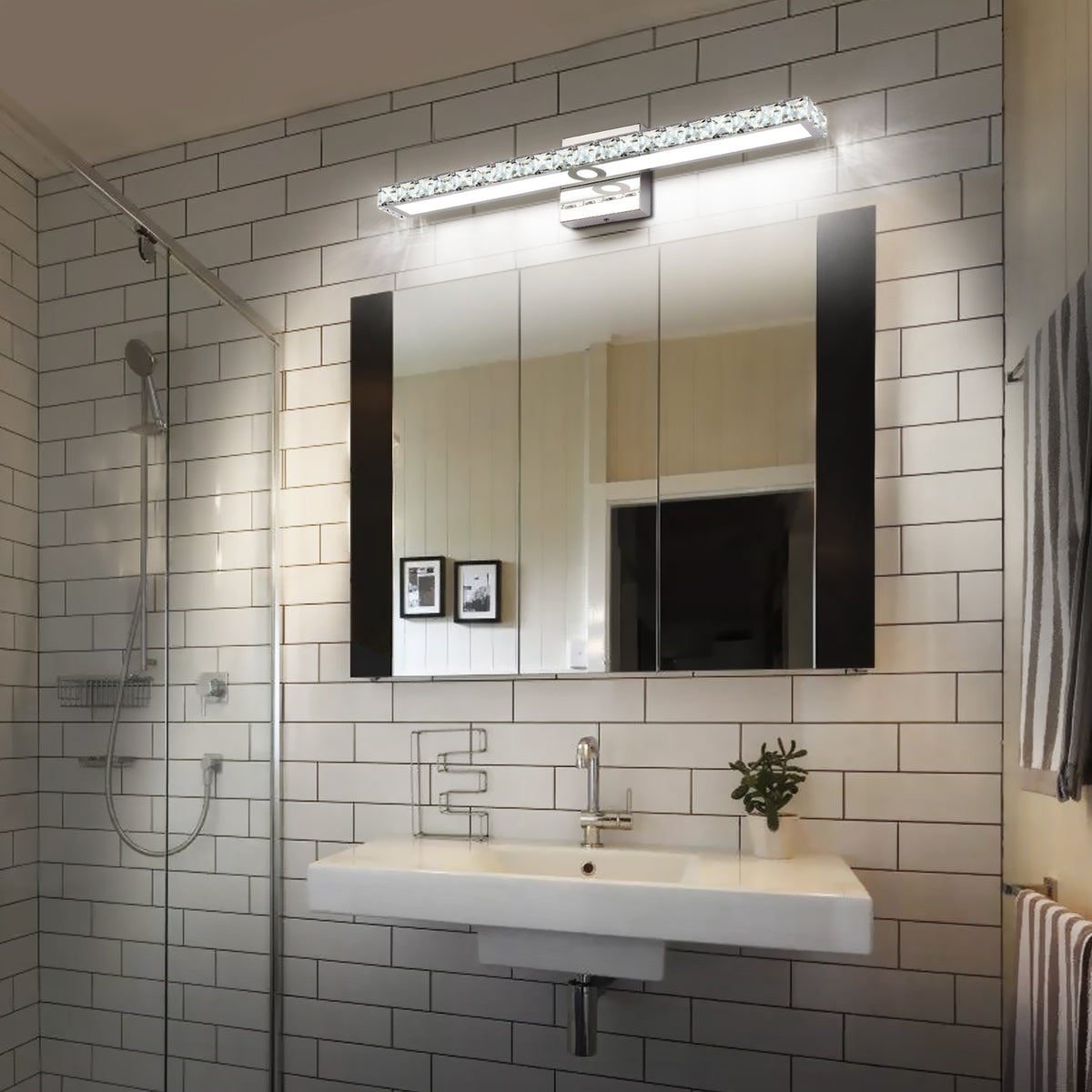SOLFART LED Vanity Lights Over Mirror,25.4 inch 24W,Crystal Wall