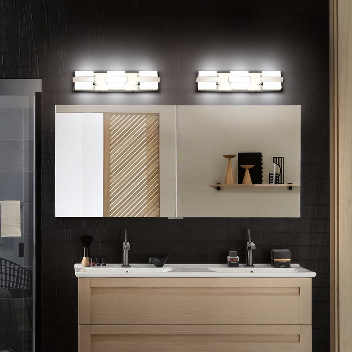 SOLFART LED Modern Matt Black Vanity Lights Waterproof Finishing Bathr