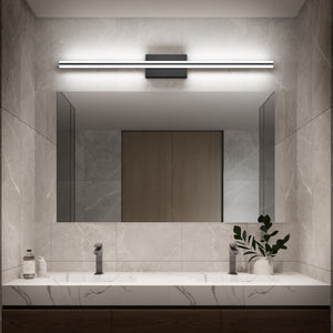 SOLFART Dimmable Black Bathroom Light Fixtures Over Mirror Vanity Lights Modern Matt Black Led Lights 8200