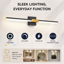 Load image into Gallery viewer, SOLFART Bathroom Lights Over Mirror, Brushed Nickel LED Vanity Light, Built-in Dimmer, 4-Way Adjustable 6009