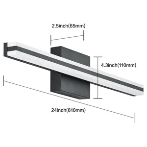 SOLFART Dimmable Black Bathroom Light Fixtures Over Mirror Vanity Lights Modern Matt Black Led Lights 8200