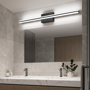 SOLFART Dimmable Black Bathroom Light Fixtures Over Mirror Vanity Lights Modern Matt Black Led Lights 8200