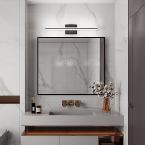 SOLFART Dimmable Black Bathroom Light Fixtures Over Mirror Vanity Lights Modern Matt Black Led Lights 8200
