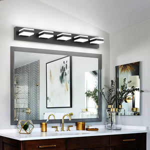 SOLFART LED Dimmable Black Vanity Light Over Mirror Modern Vanity Lighting for Bathroom 6000K 9568