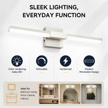 Load image into Gallery viewer, SOLFART Bathroom Lights Over Mirror, Brushed Nickel LED Vanity Light, Built-in Dimmer, 4-Way Adjustable 6009