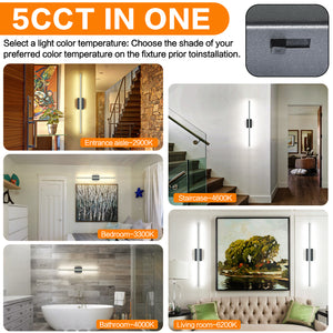 SOLFART Dimmable Black Bathroom Light Fixtures Over Mirror Vanity Lights Modern Matt Black Led Lights 8200