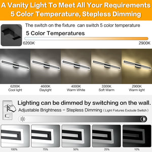SOLFART Dimmable Vanity Lights Bathroom Lights Over Mirror Black Led Modern Light Fixture 8300