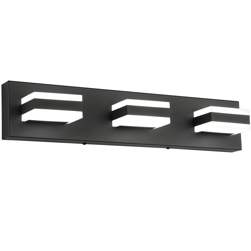 SOLFART Dimmable LED Modern Matt Black Bathroom Vanity Lights Over Mirror Acrylic Bath Wall Lighting 8568