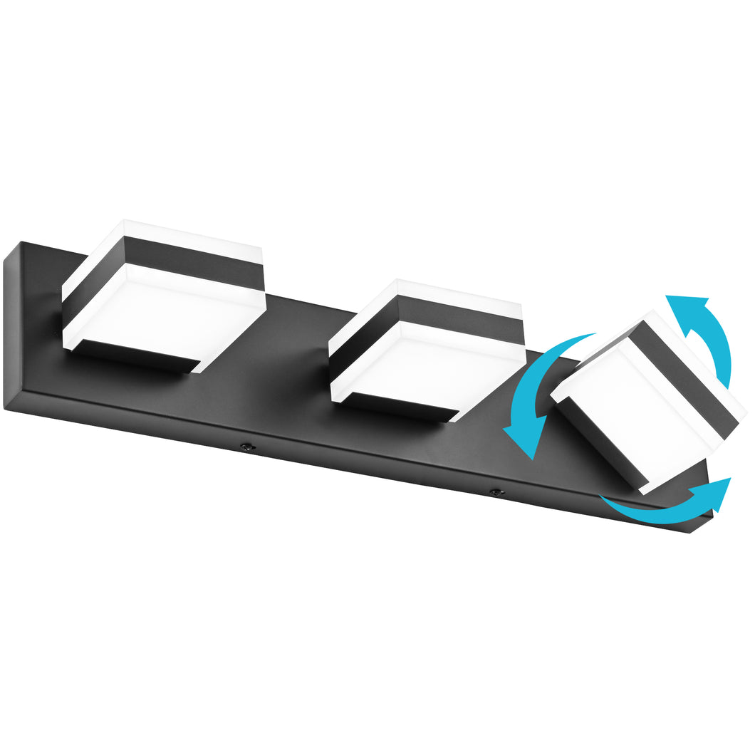 SOLFART LED Dimmable Black Vanity Light Over Mirror Modern Vanity Lighting for Bathroom 6000K 9568