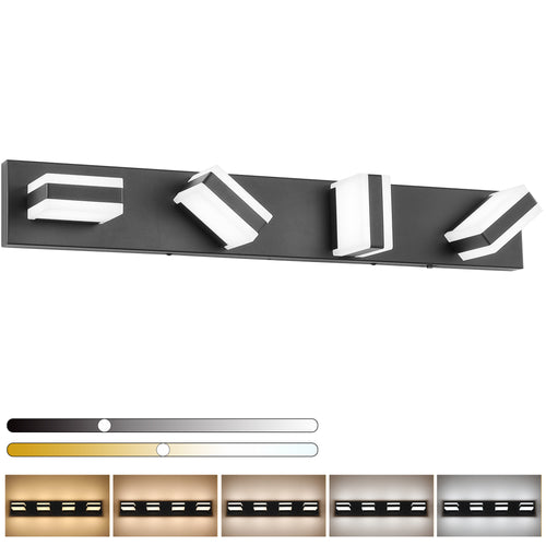 SOLFART LED Dimmable Black Vanity Light Over Mirror Modern Vanity Lighting for Bathroom 6000K 9568