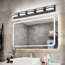 Load image into Gallery viewer, SOLFART Dimmable Vanity Light Bathroom Light Fixture Over Mirror Led Lights for Bathroom Modern Chrome 4 Light