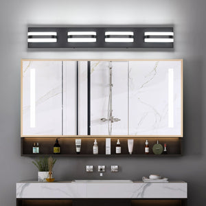 SOLFART Dimmable Vanity Light Bathroom Light Fixture Over Mirror Led Lights for Bathroom Modern Chrome 4 Light