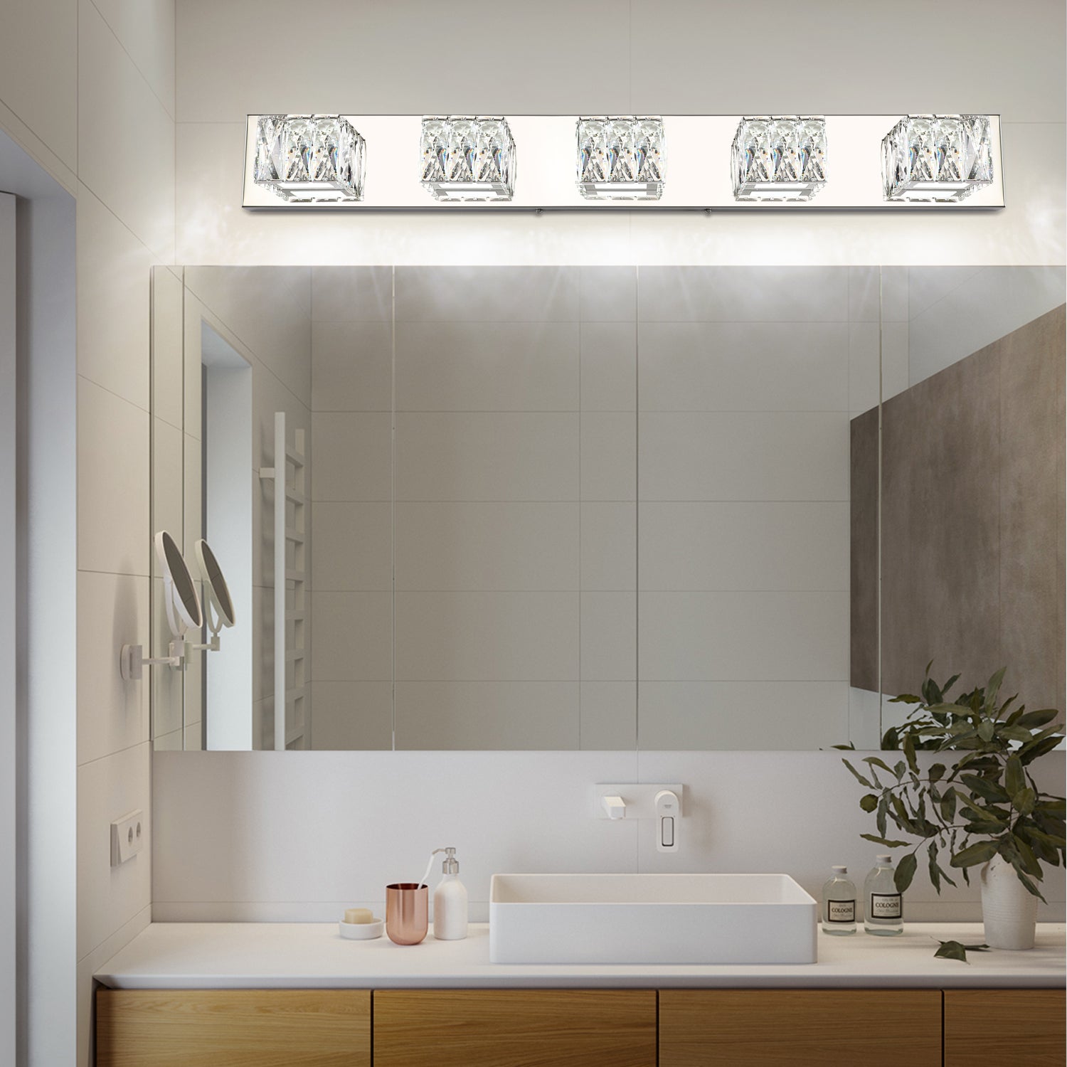 SOLFART LED Bathroom Vanity Lighting Fixtures Modern Style Crystal