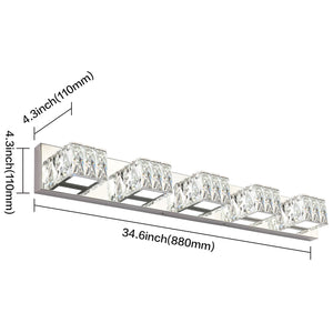 SOLFART LED Bathroom Vanity Lighting Fixtures Modern Style Crystal Lights Chrome Finishing Over Mirror 5 Light