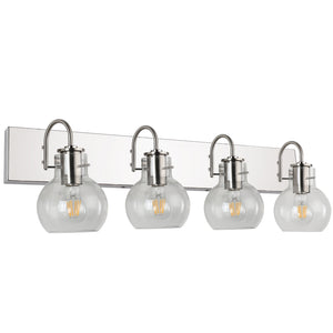 SOLFART Chrome Bathroom Lighting Fixtures Over Mirror Modern Glass Shade Vanity Lights Wall Sconce