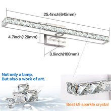 Load image into Gallery viewer, SOLFART LED Vanity Lights Over Mirror,25.4 inch 24W,Crystal Wall Lights for Bathroom Lighting Fixtures