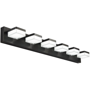 SOLFART Dimmable Modern Black Finished Bathroom Light Fixtures  Led Vanity Light Over Mirror