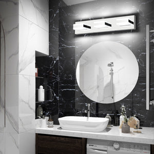 SOLFART Dimmable LED Modern Matt Black Bathroom Vanity Lights Over Mirror 4 Lights Acrylic Bath Wall Lighting