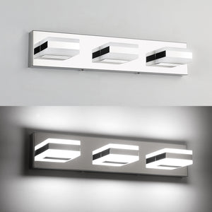 SOLFART Dimmable LED Modern Matt Black Bathroom Vanity Lights Over Mirror 4 Lights Acrylic Bath Wall Lighting