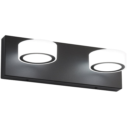 SOLFART LED Vanity Light White Round Acrylic  with Black Base Bathroom Wall