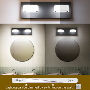 SOLFART LED Vanity Light White Round Acrylic  with Black Base Bathroom Wall