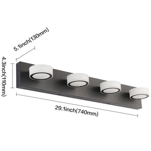 SOLFART LED Vanity Light White Round Acrylic  with Black Base Bathroom Wall