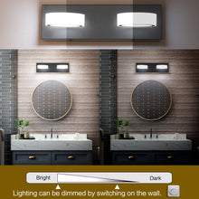 Load image into Gallery viewer, SOLFART LED Contemporary Bathroom Matt Black Metal Base Rotating Oval Lampshade Vanity Lights Over Mirror Bath Wall Lighting 9551