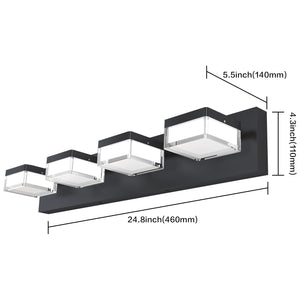 SOLFART Dimmable Modern Black Finished Bathroom Light Fixtures  Led Vanity Light Over Mirror