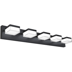 SOLFART Dimmable Modern Black Finished Bathroom Light Fixtures  Led Vanity Light Over Mirror